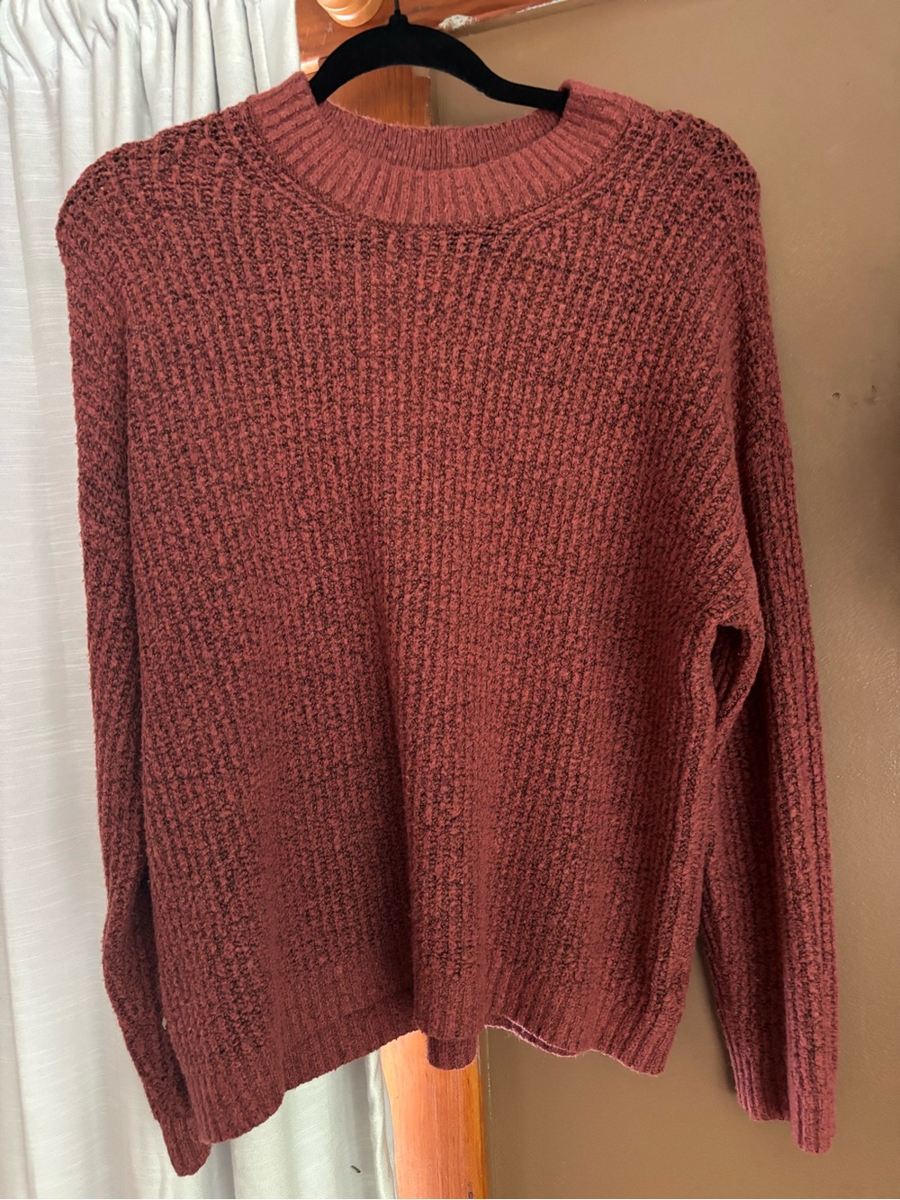American Eagle Rust Burgundy Ribbed Knit Sweater XS